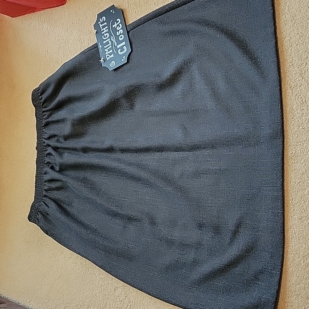 Bon Worth Dark Gray Pull On Skirt Elastic Waist A-Line